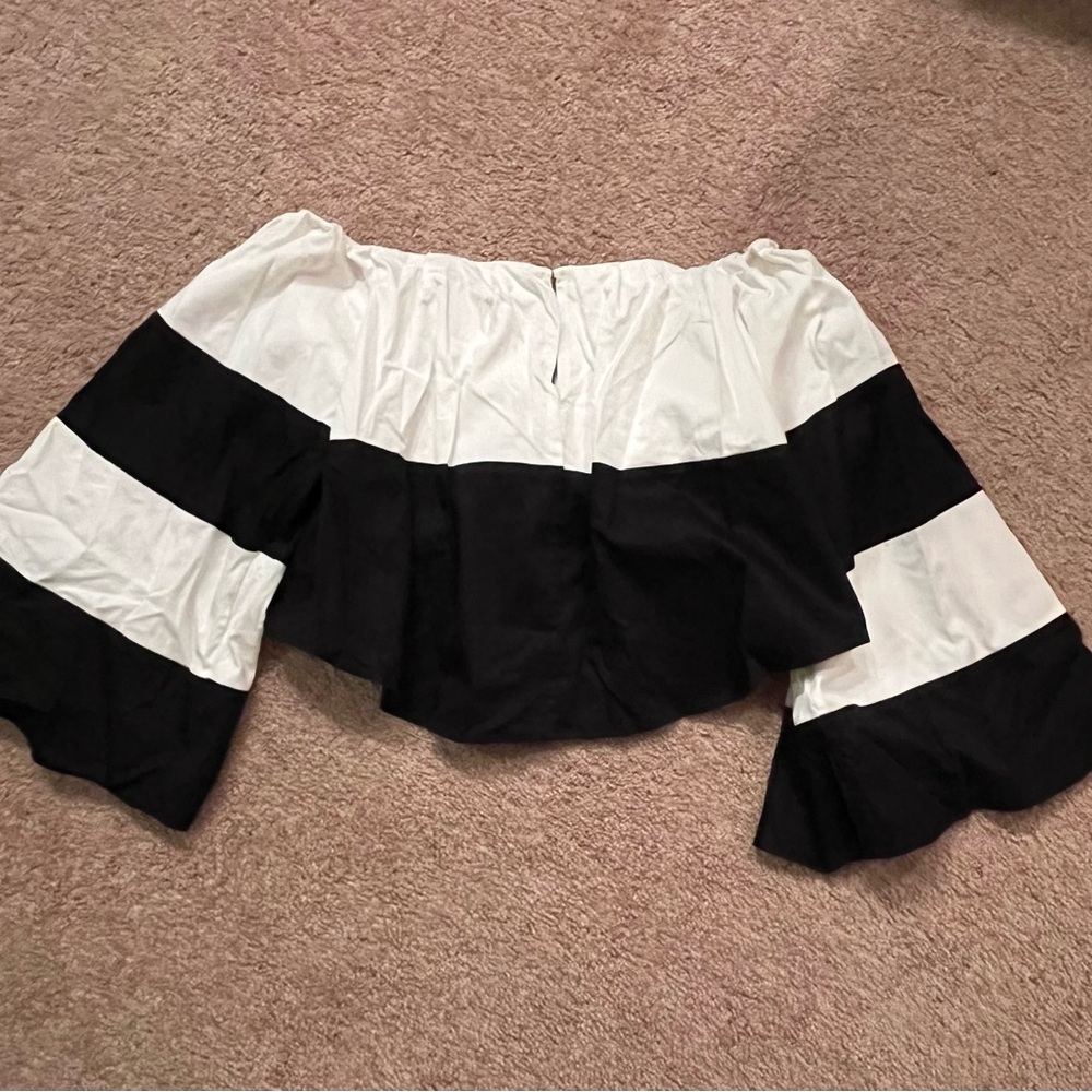 Kendall & Kylie White and Black Ruffle Top